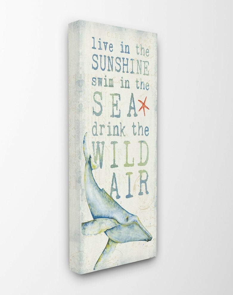 Sunshine Sea Wild Air Whale Stretched Canvas Wall Art, 10"x24"