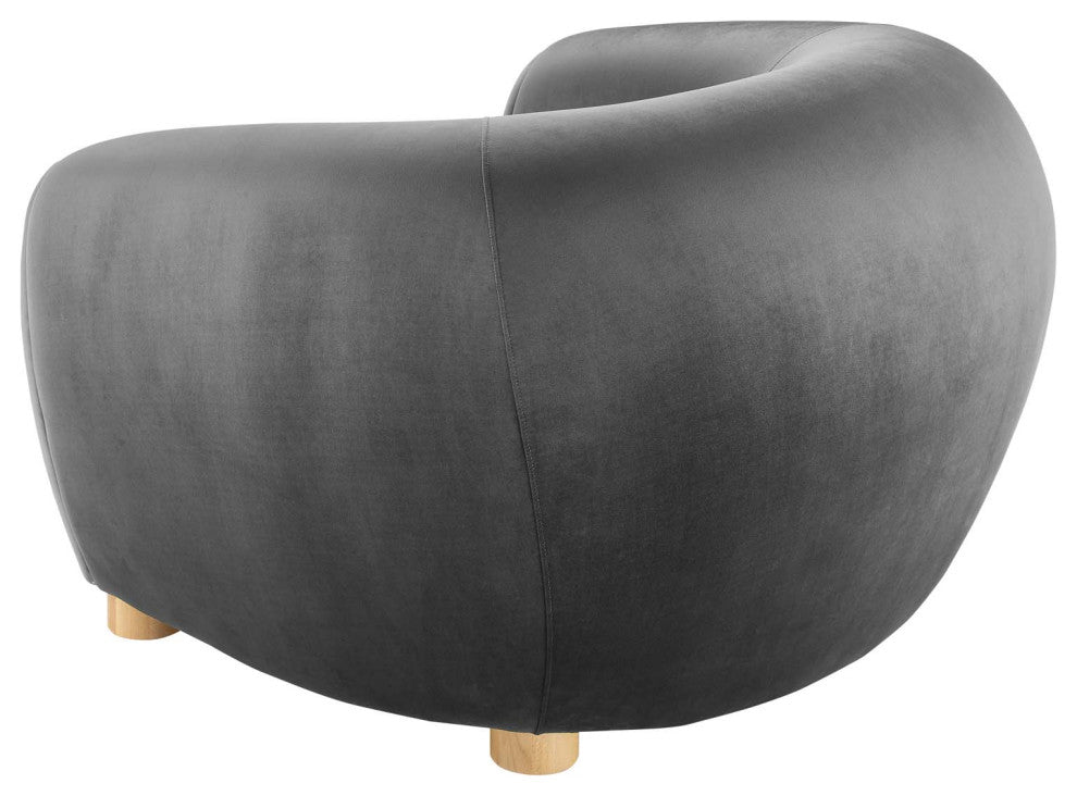 Armchair Accent Chair, Velvet, Dark Gray, Modern, Living Lounge Hospitality
