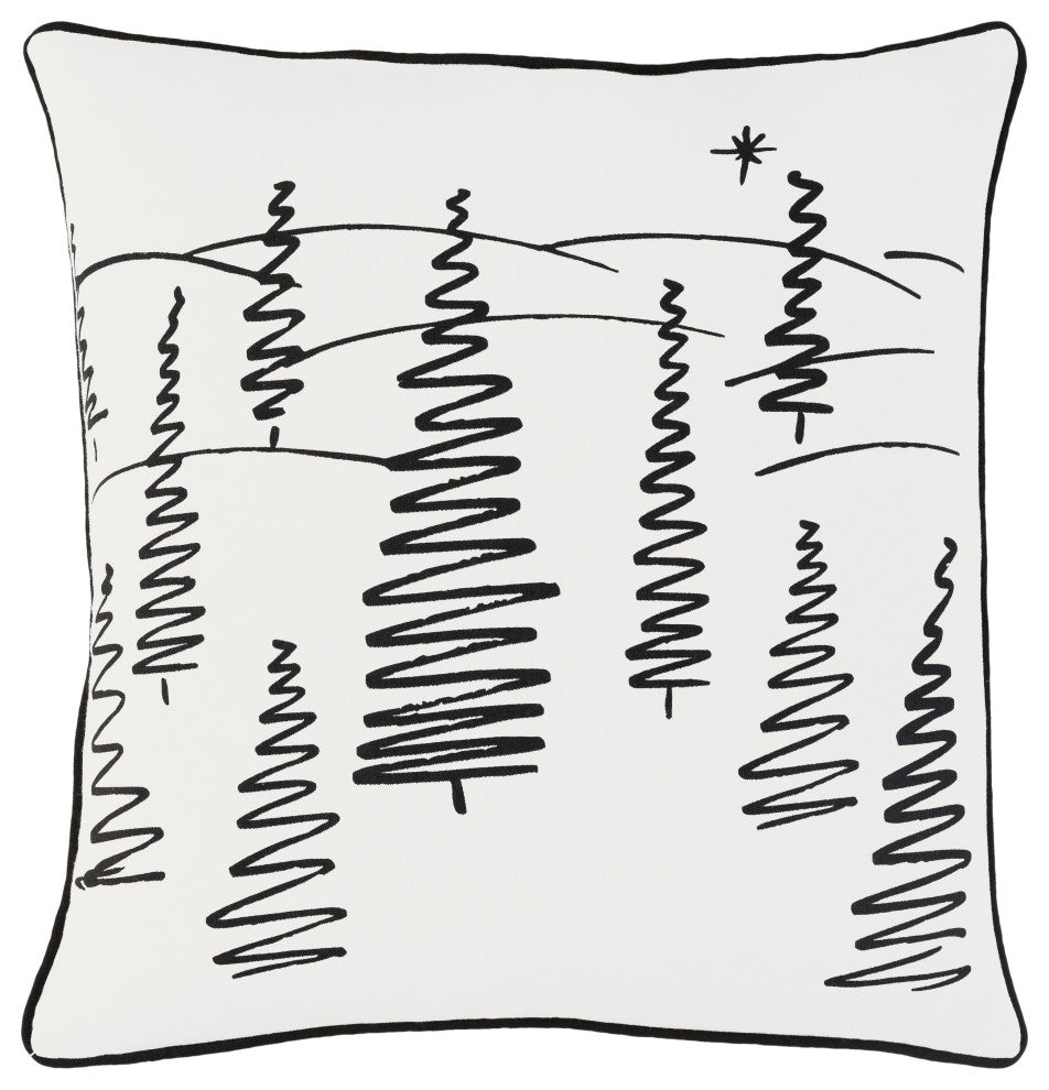 Surya Holiday HOLI-7247 18"x18" Pillow Kit, Black/Ivory