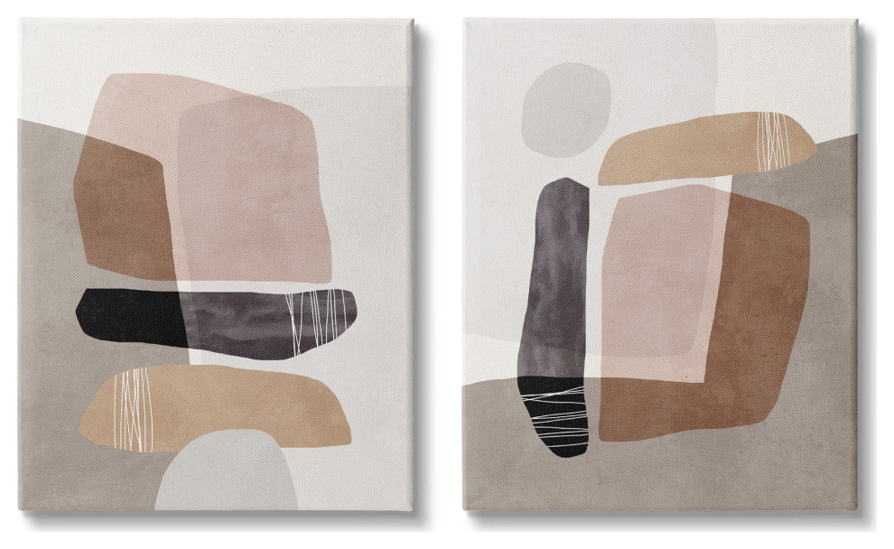 Abstract Nature Rock Balancing Transparent Collage , 2pc, each 24 x 30