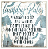Laundry Rules Bathroom Wood Te"xtured Word Design, 12"x12"