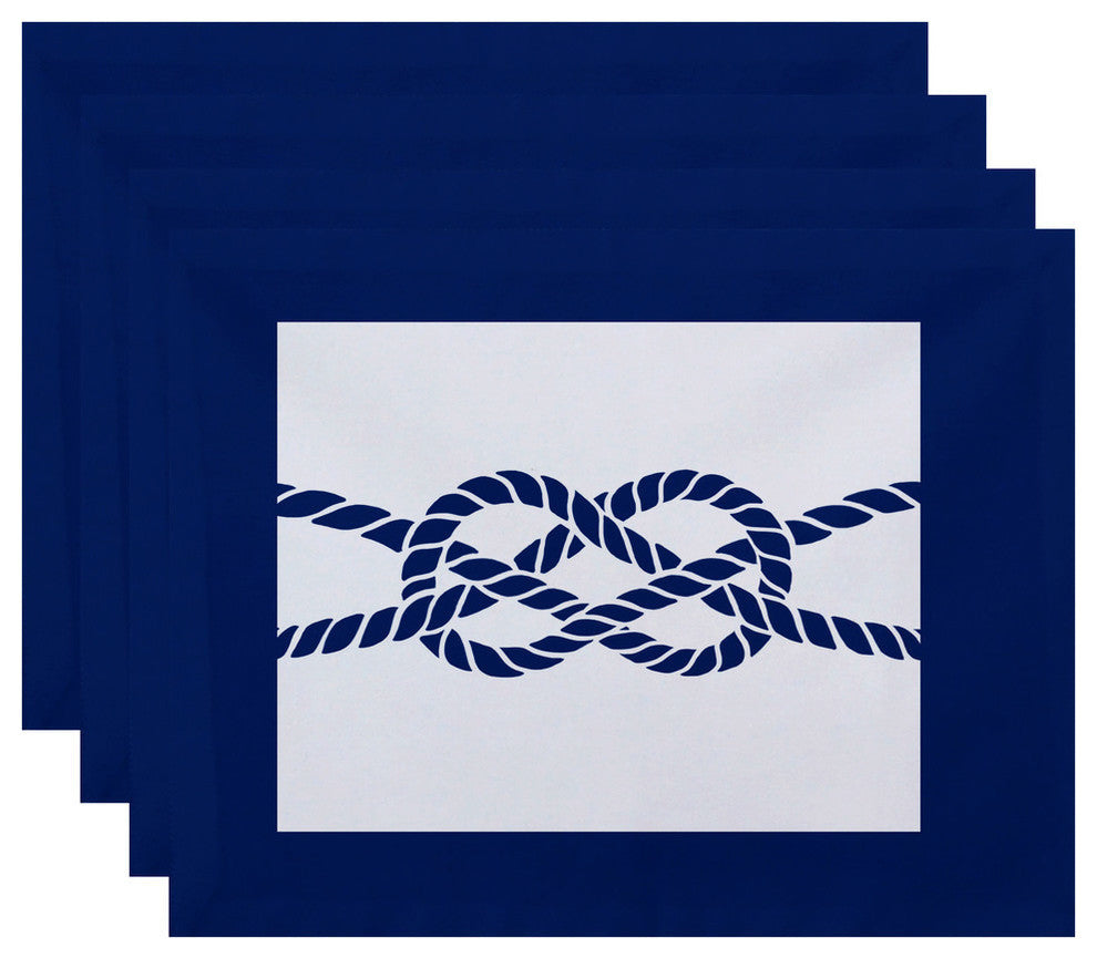 18"x14" Nautical Knot, Geometric Print Placemat, Blue, Set of 4