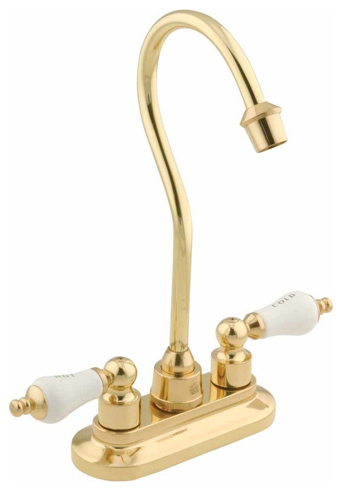 Gooseneck Bar Faucet Heavy Cast Brass Centerset 2 Handles |