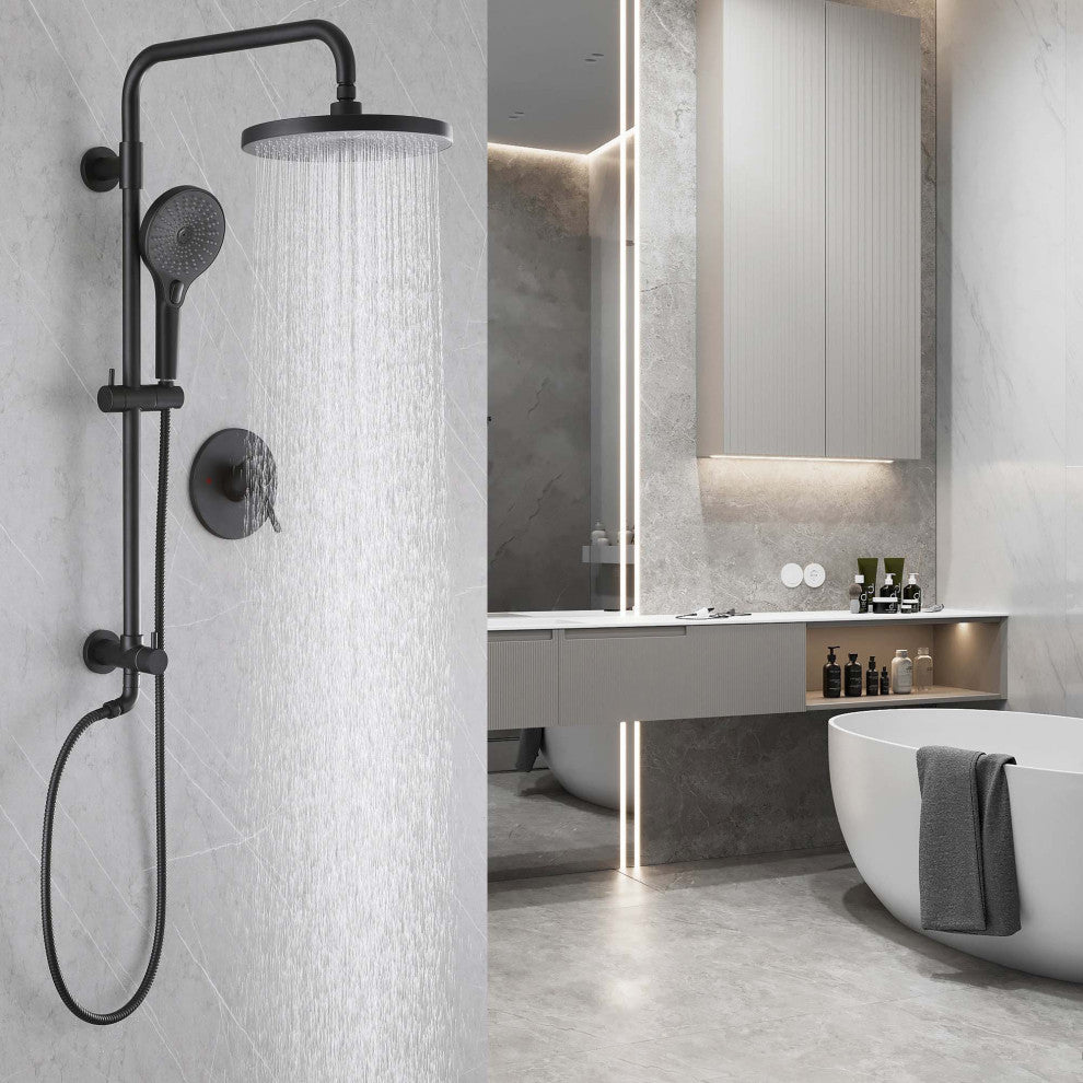 Wall Mounted Shower System with Multi-Function Hand Shower-with Rough-In Valve