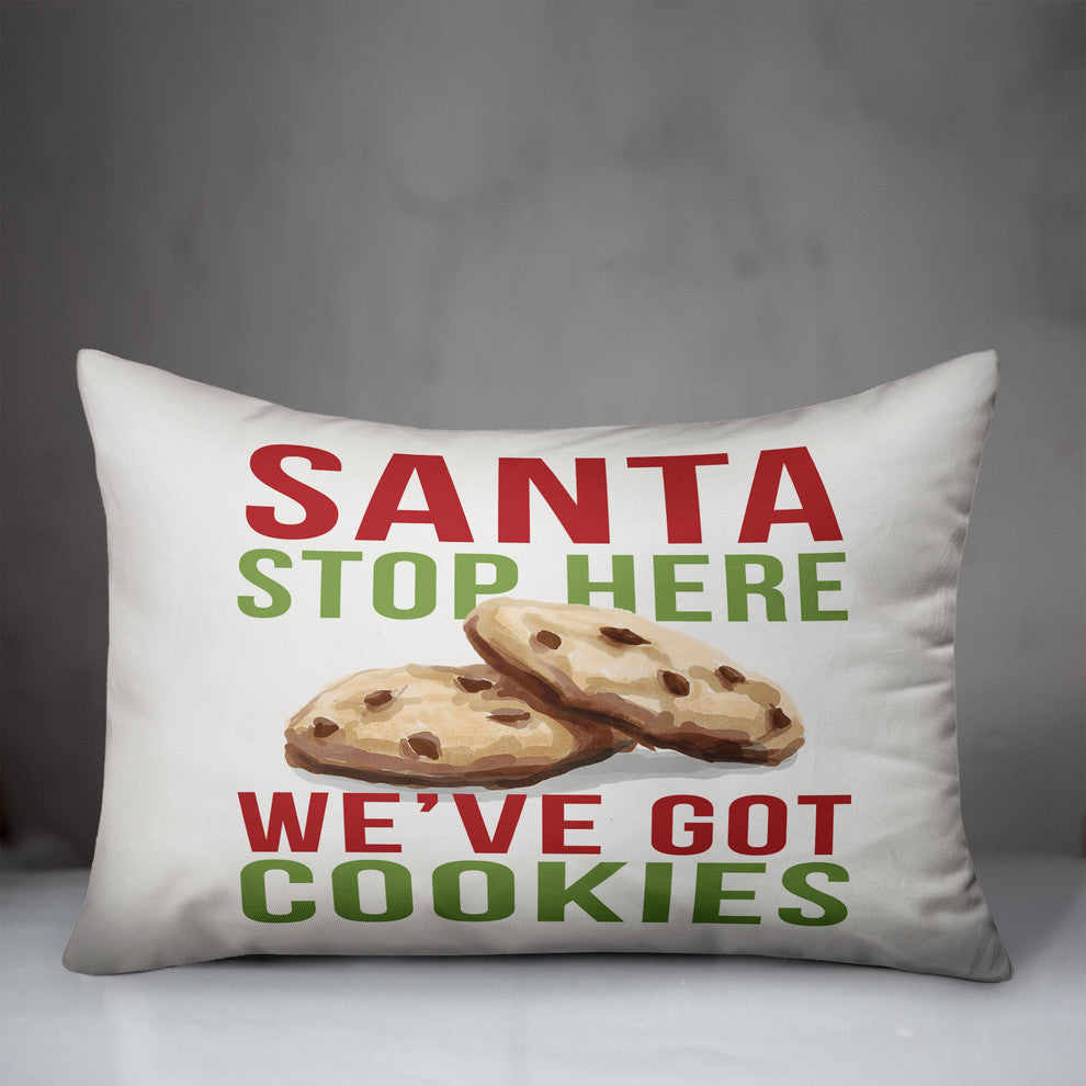 Santa Stop Here We've Got Cookies 14"x20" Throw Pillow
