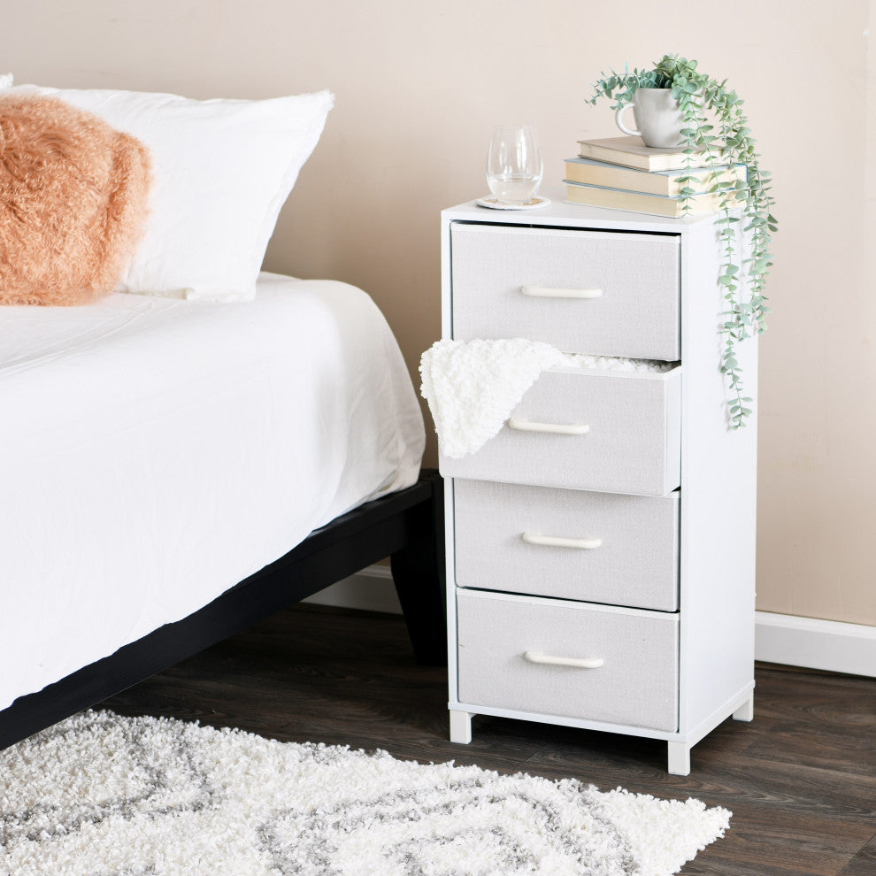 Dresser Tower Chest of Drawers Scandinavian White With 4 White Strorage Drawers