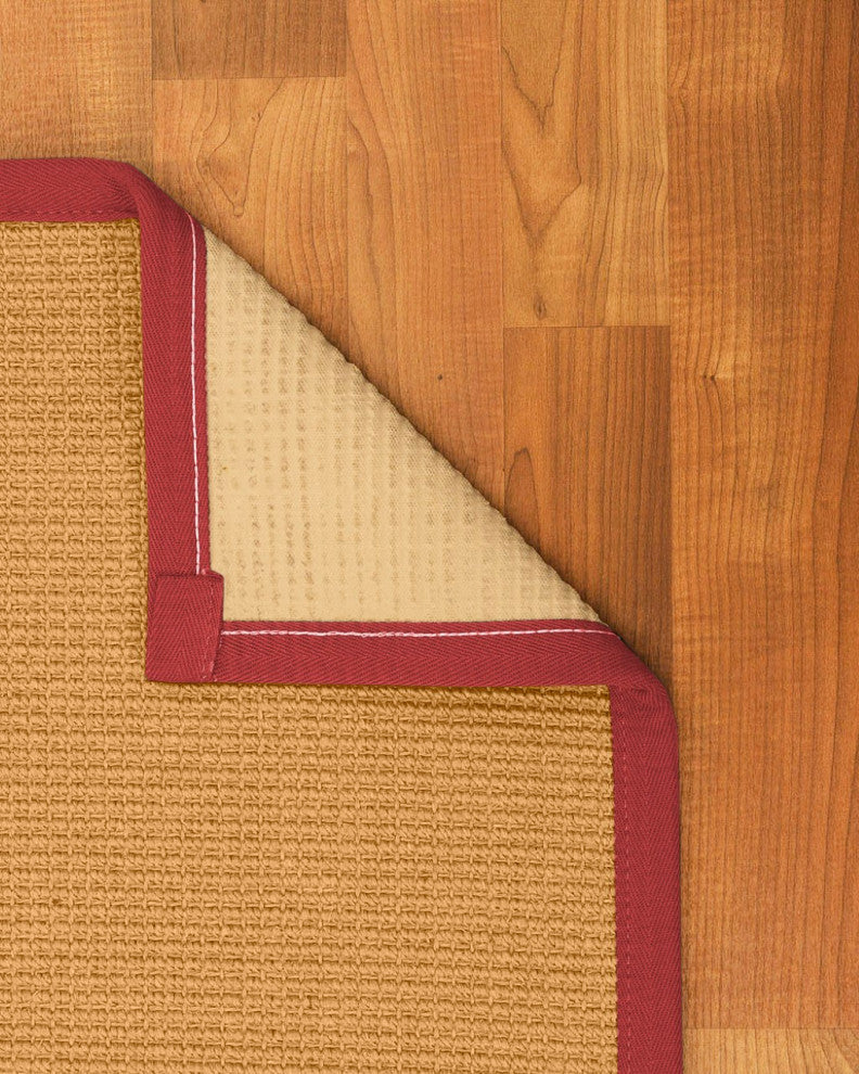 Natural Area Rugs Davlin Custom Sisal Rug, 12' x 18', Red Border