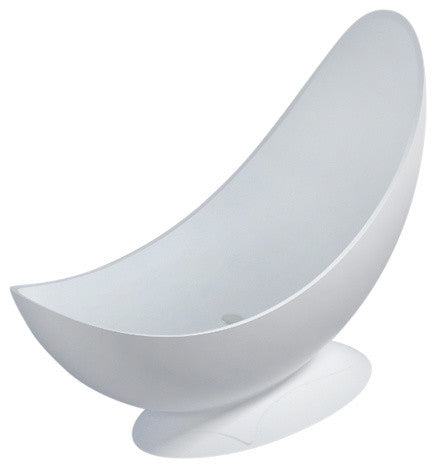 78" Polystone Half Moon Free-Standing Bathtub, Matte White, No Faucet