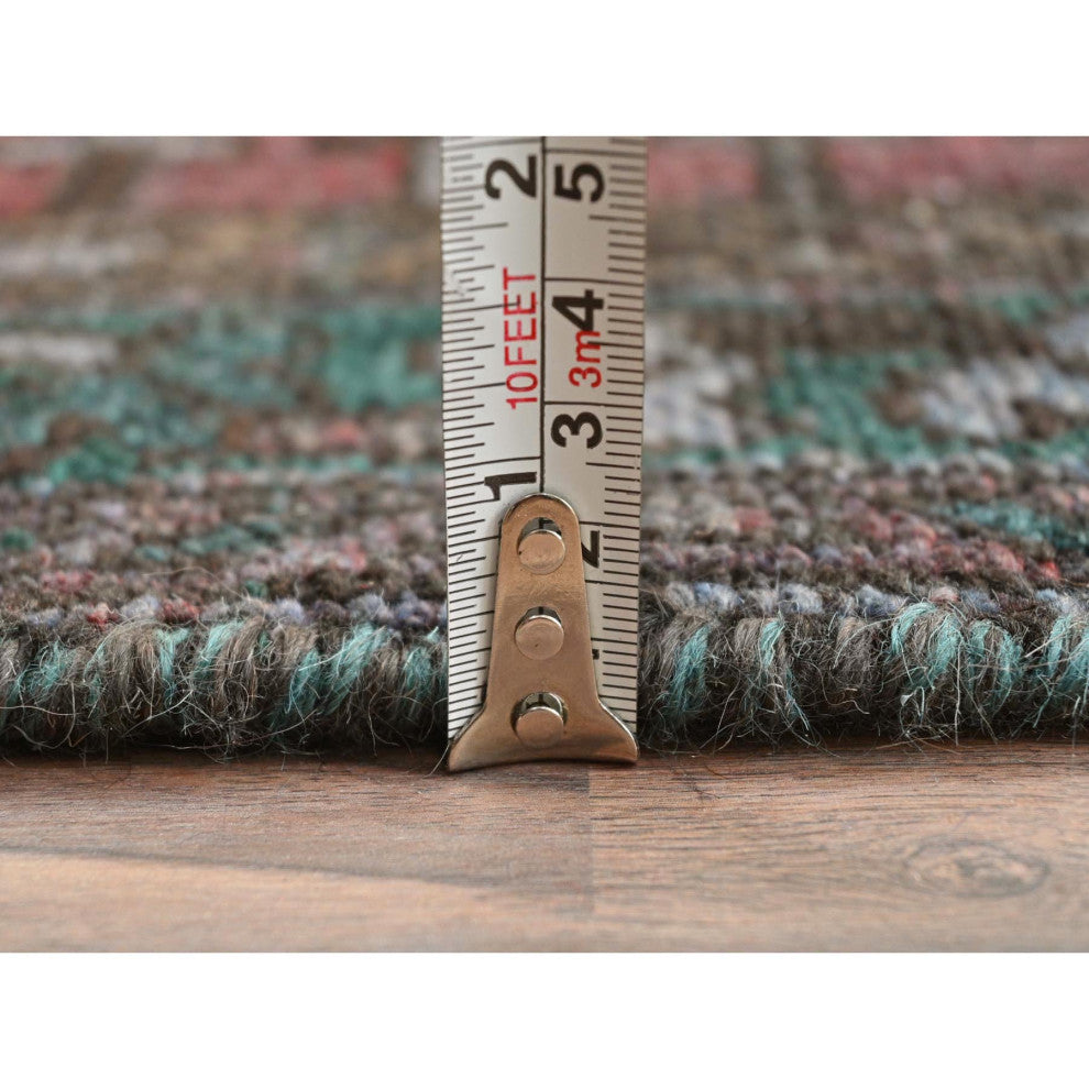 Light Red Overdyed Vintage Persian Hamadan Hand Knotted Pure Wool Rug, 3'5"x9'7"