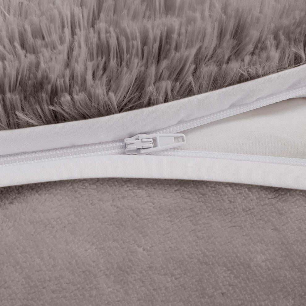 Intelligent Design Malea Shaggy Fur Duvet Cover Set, Grey