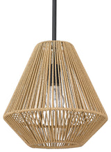 Golden Lighting 6937-M Valentina 12"W Cage Pendant - Matte Black / Natural