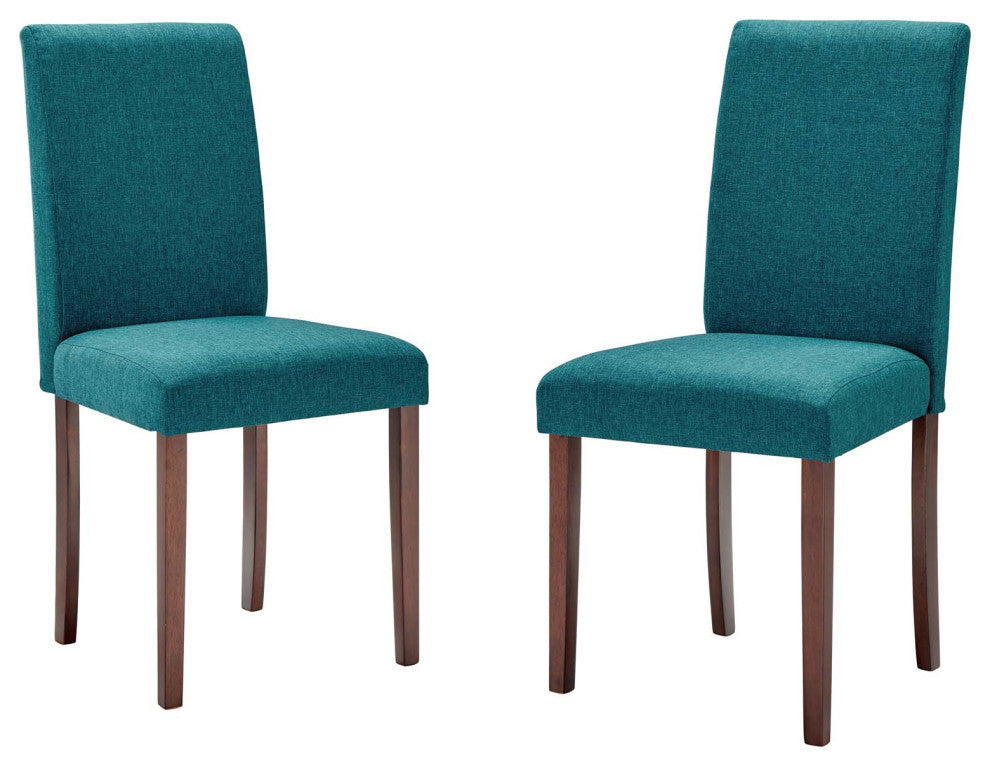 Side Dining Chair, Set of 2, Fabric, Wood, Teal Blue, Modern, Bistro Restaurant