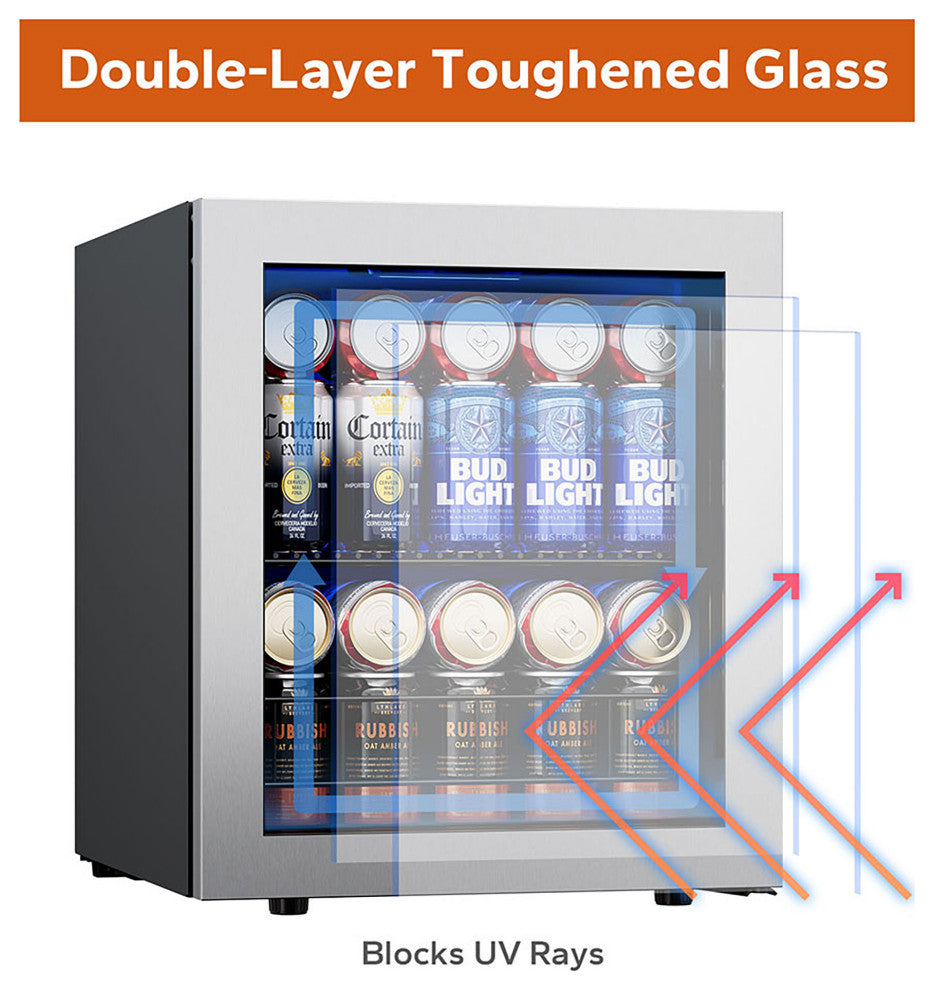 Ca''Lefort 65-Can Beverage Cooler with Glass Door, Freestanding/Countertop Fridge