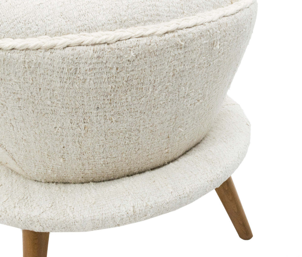 Vintage Hemp Kilim Upholstered Stool