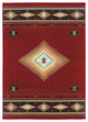 7" x 10" Red and Beige Ikat Pattern Area Rug