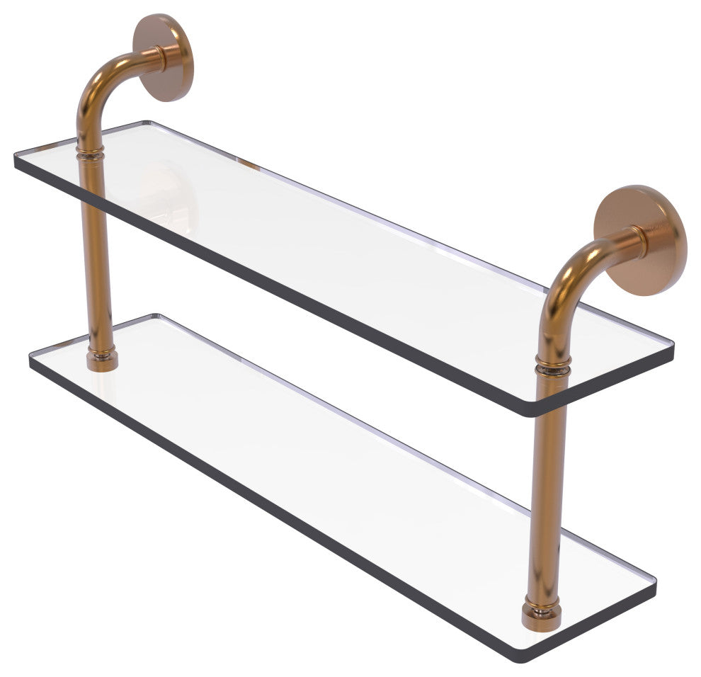 Remi 22" Two Tiered Glass Shelf, Brushed Bronze