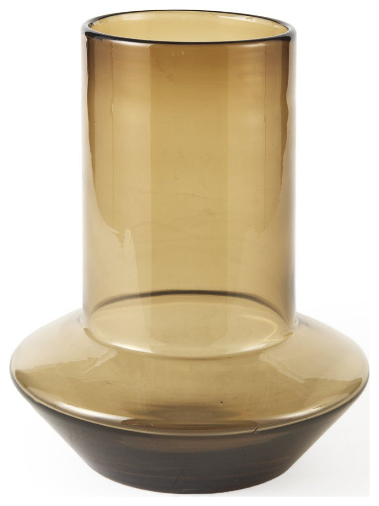 10" Vintage Look Ombre Brown Glass Vase