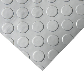 Rubber-Cal Coin-Grip Metallic PVC Flooring, Silver, 2.5mm, 4'x8'