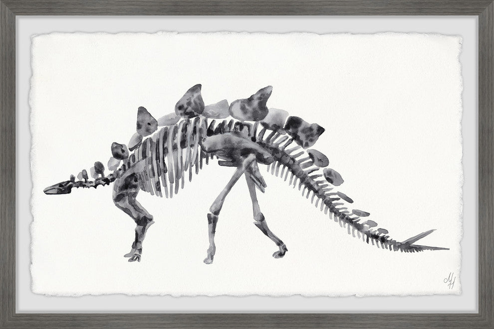 "Big Stegosaurus Skeleton" Framed Painting Print, 30"x20"
