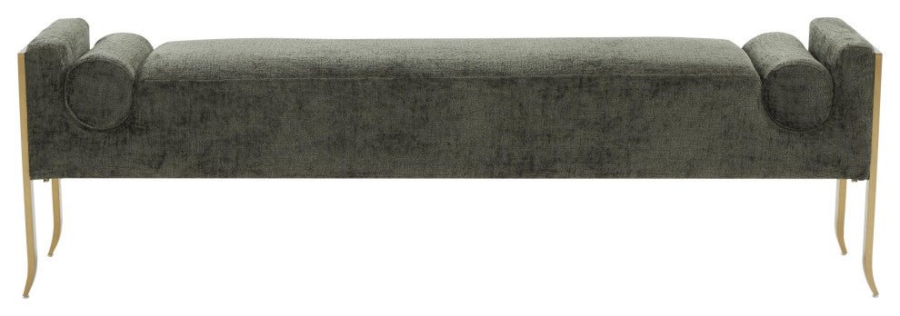 Ines Green Textured Velvet Bench