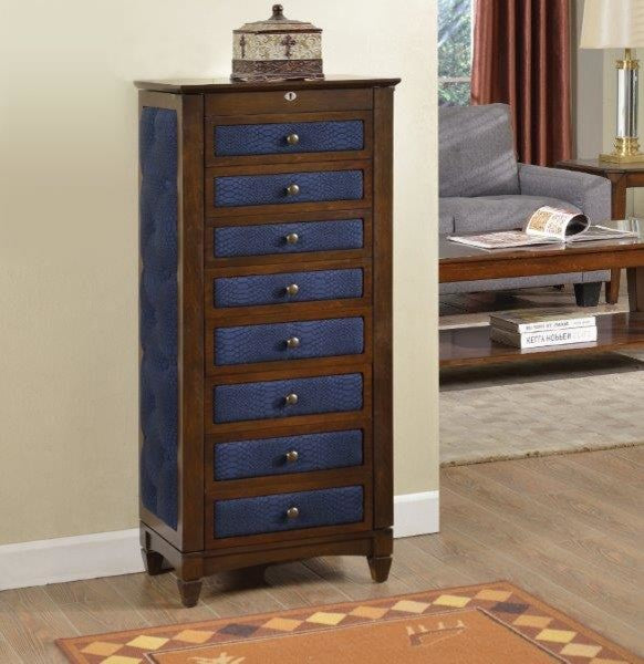 8-Drawer Jewelry Armoire With Cushions, Coffee
