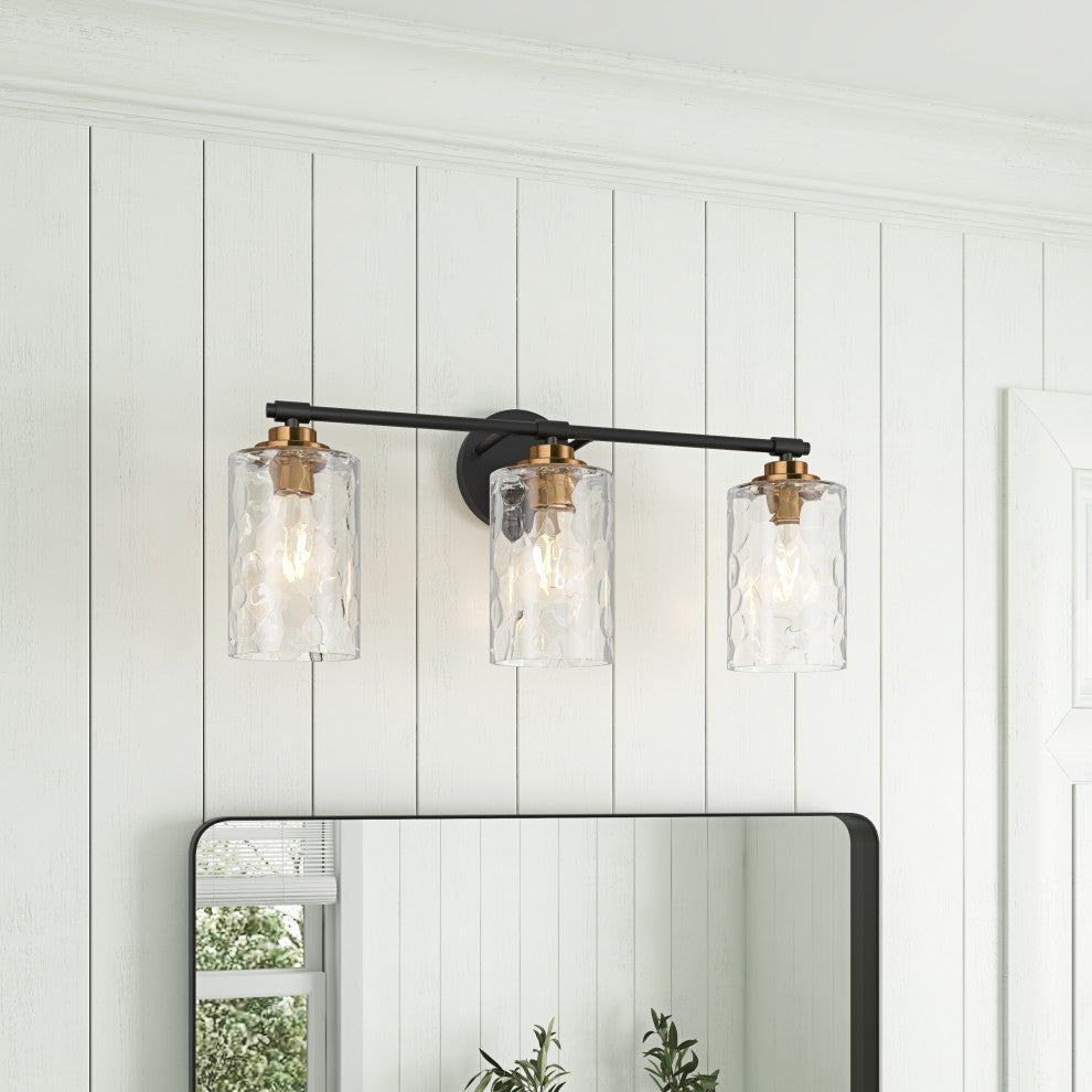 Modern 3-Light Water Ripple Glass Shades Vanity Light for Bathroom