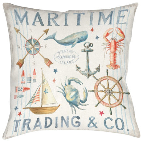 Maritime Trading Outdoor Pillow, 18"x18"
