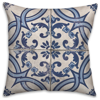 Blue Tile Pattern 18x18 Spun Poly Pillow