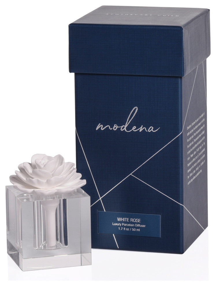 Modena Small Porcelain Diffuser, White Rose