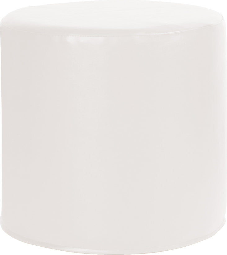 No Tip Cylinder Ottoman with Cover, Atlantis White
