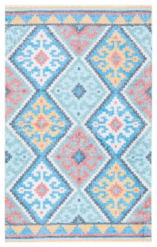 Safavieh Saffron Sfn560M Southwestern Rug, Blue and Aqua, 5'0"x8'0"