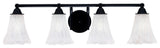 Paramount 4-Light Bath Bar, Matte Black, 5.5" Fluted Italian Ice Glass