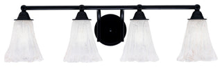 Paramount 4-Light Bath Bar, Matte Black, 5.5" Fluted Italian Ice Glass