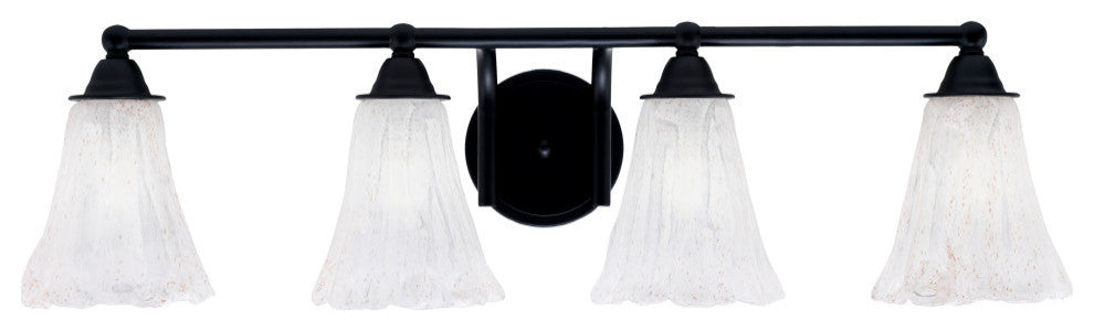 Paramount 4-Light Bath Bar, Matte Black, 5.5" Fluted Italian Ice Glass
