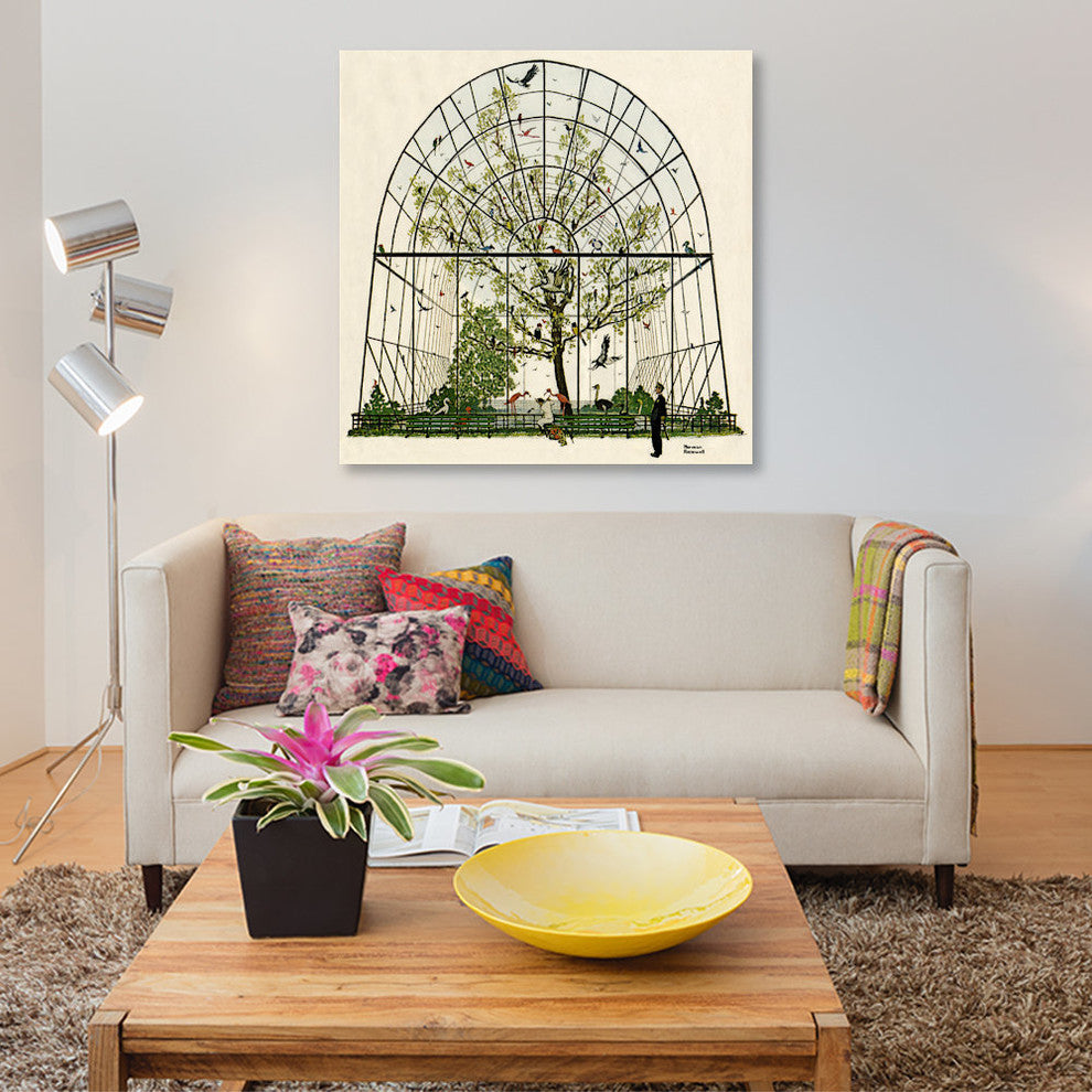 "The Aviary" by Norman Rockwell, Canvas Print, 18x18"