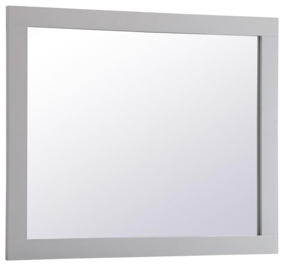 Elegant Decor Aqua 36" x 30" Wood Frame Bathroom Mirror in Gray