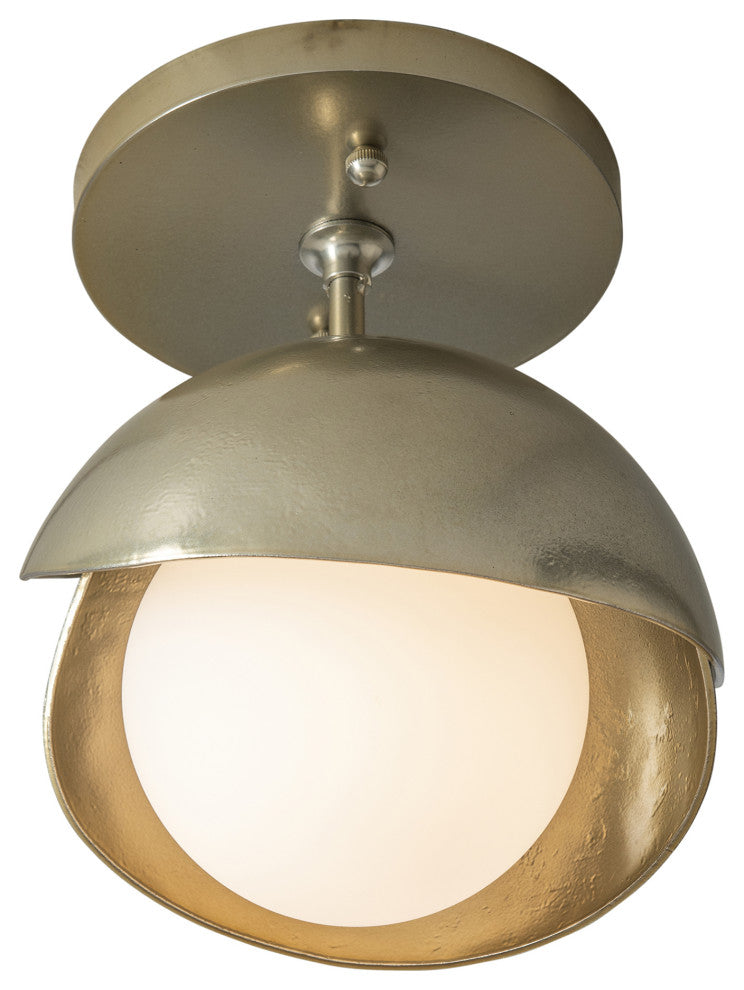 Brooklyn 1-Light Double Shade Semi-Flush, Modern Brass, Modern Brass Accents