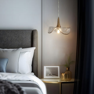 LNC Vitzthum 11" Wave Shaped Glass Pendant Light, Brass, Modern Style