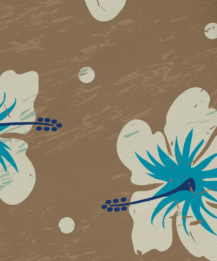 Hibiscus Blooms, Floral Print Napkin, Beige And Taupe, Set of 4