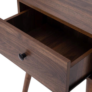 Hatfield One Drawer Wood Nightstand, Side Accent or End Table-Dark Walnut
