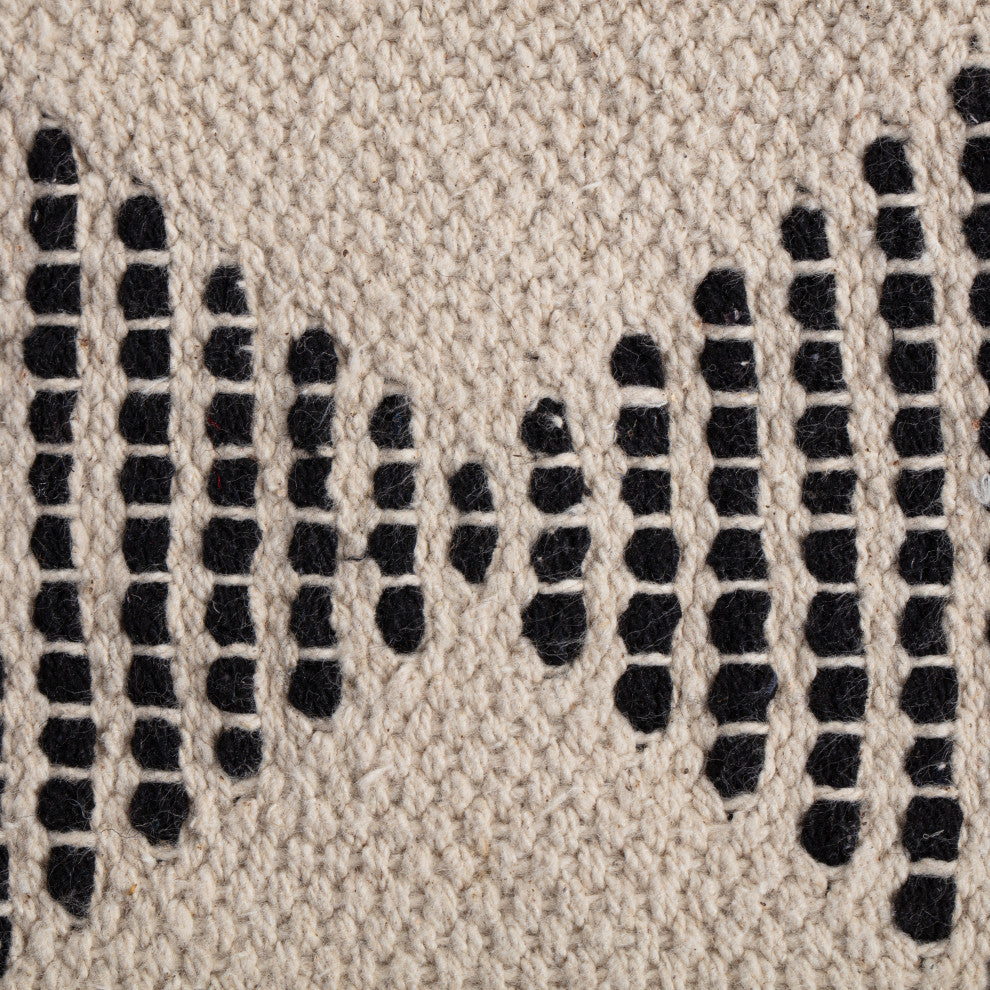 Maplewood 20" x 20" x 20" Black and Ivory Pouf