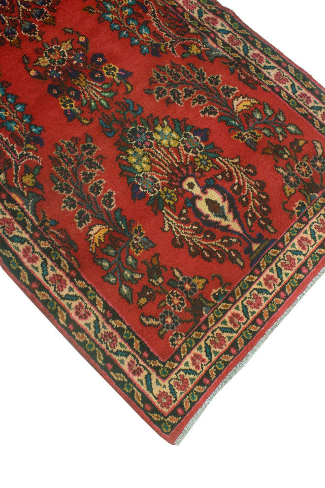 Fine Vintage Distressed Sezer Red/Beige Runner, 3'4x9'11