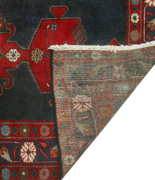Fine Vintage Distressed Vidal Charcoal/Red Runner, 3'6 x 9'11