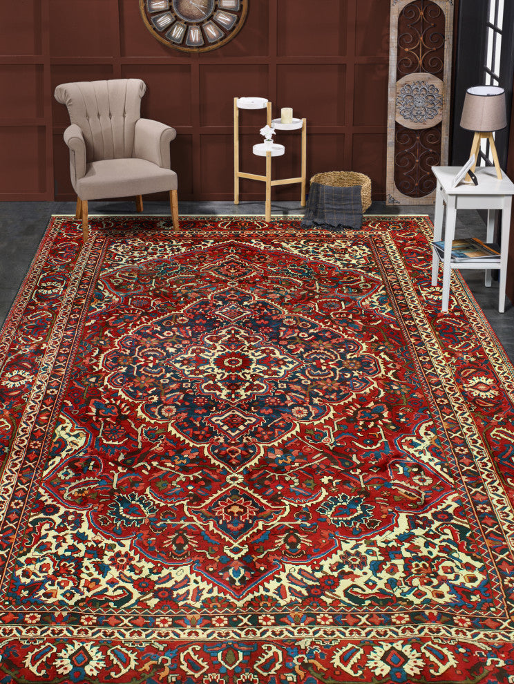 Fine Vintage Distressed Marly Red/Ivory Rug, 8'2 x 12'0