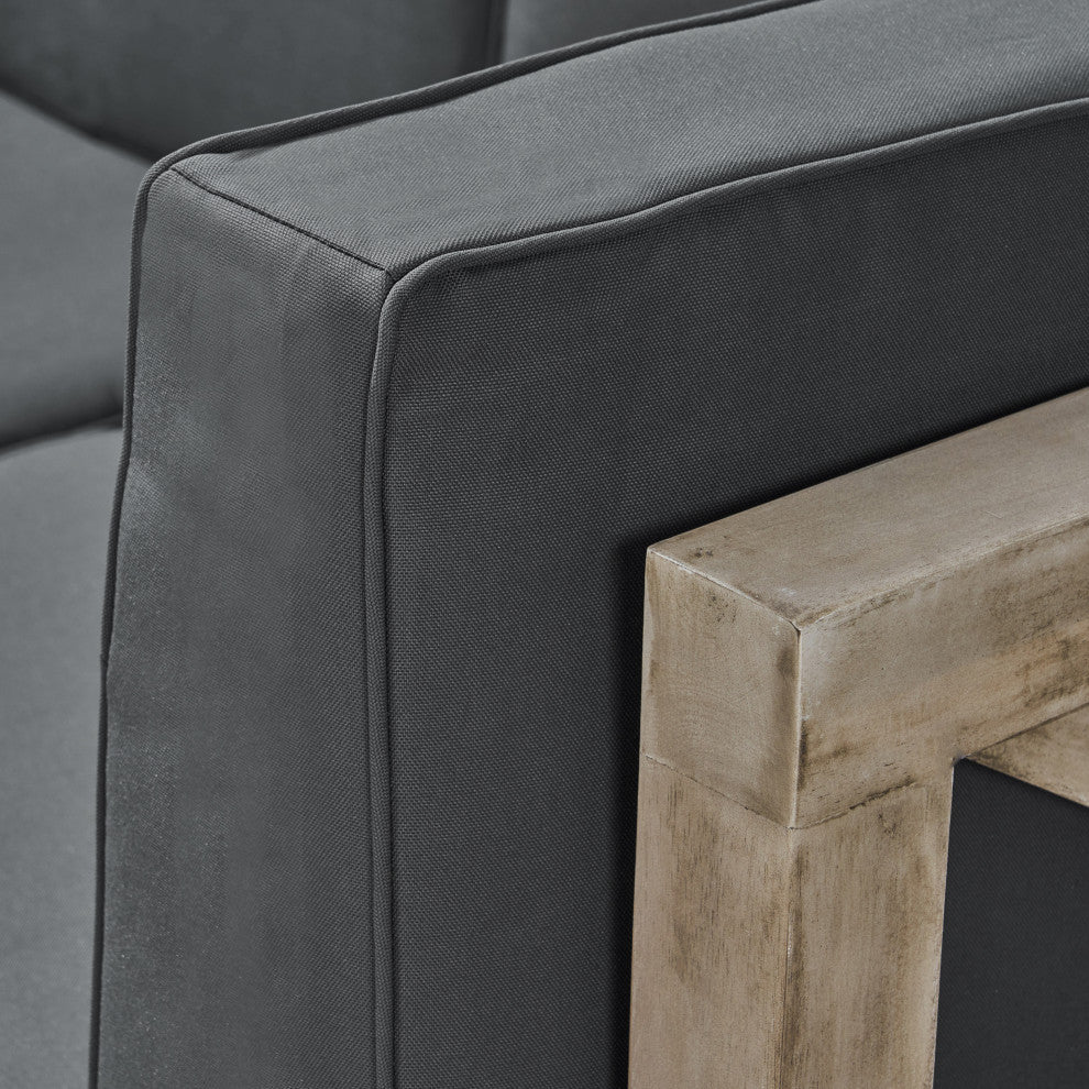 Arnold Outdoor Acacia Wood 8 Seater Sectional Sofa Set With Coffee Table