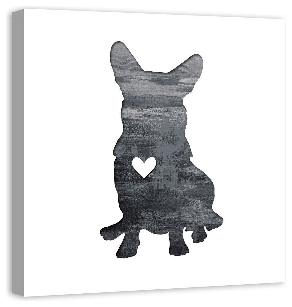 Designs Direct Creative Group Ink Silhouette Corgi 30x30 Canvas Wall Art