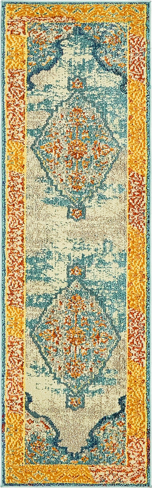 Unique Loom Blue Da Vinci Vita 2' 0 x 6' 7 Runner Rug