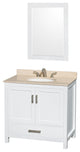 Wyndham WCS141436SWHIVUNOM24 White Single Vanity with Ivory Marble Top
