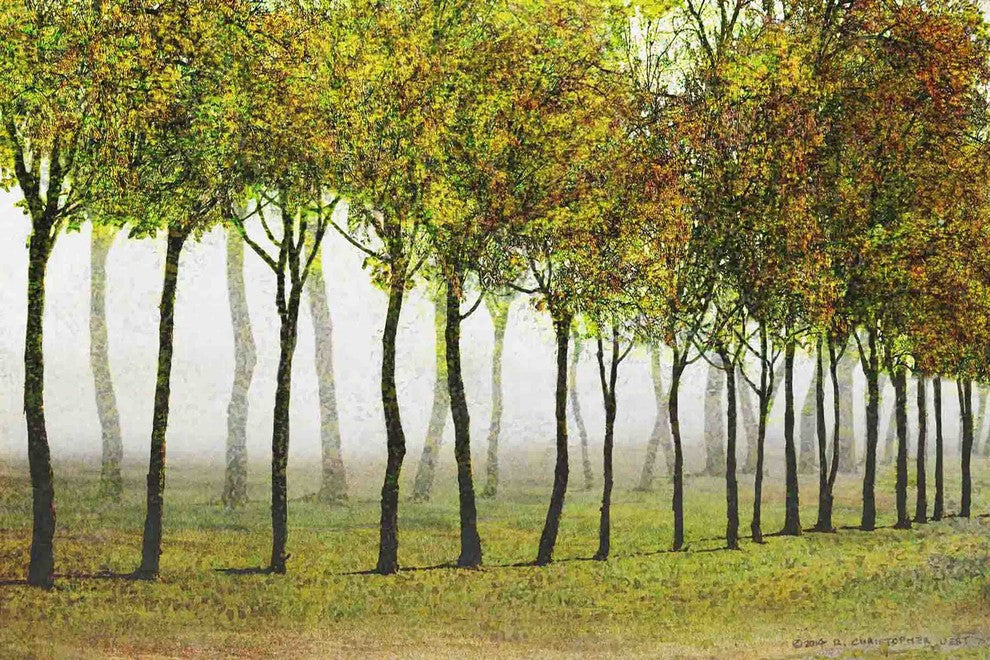 "Row of Trees Green" Painting Print on Canvas by Chris Vest