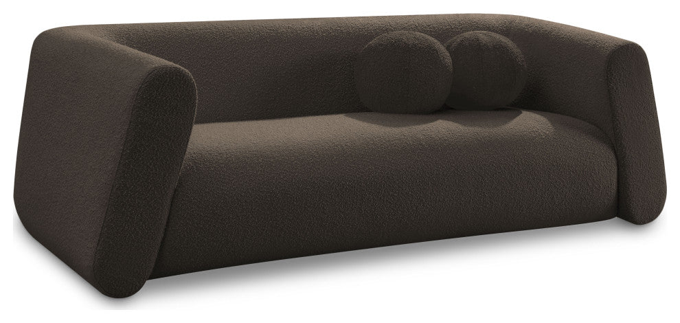 Abbington Boucle Fabric Upholstered Sofa, Brown
